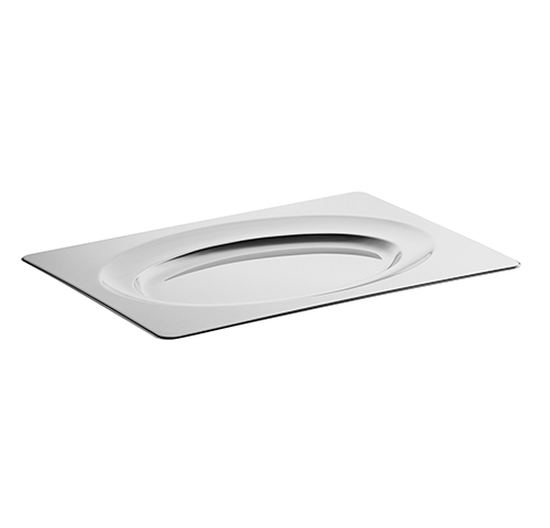 Stainless steel large serving plate - Plat acier 37x51cm